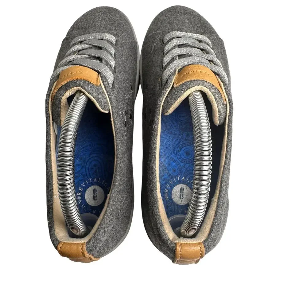 Revitalign Malibu Sparkle SlipOn Gray Wool Orthodic Sneakers Women 9D QVC Casual